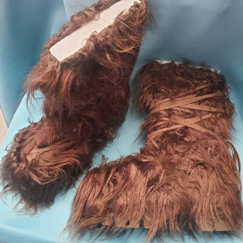 NEW Darker Wavs Brown Yeti Faux Fur Boots Size 10 Festival Rave Halloween